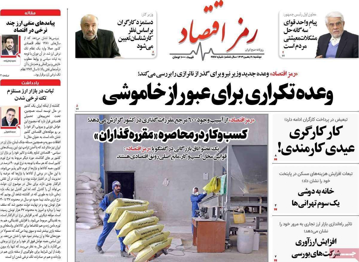 مروری بر سرتیتر روزنامه‌های کشور و مهم‌ترین تیترهای اقتصادی؛ امروز ۸ بهمن ۱۴۰۳