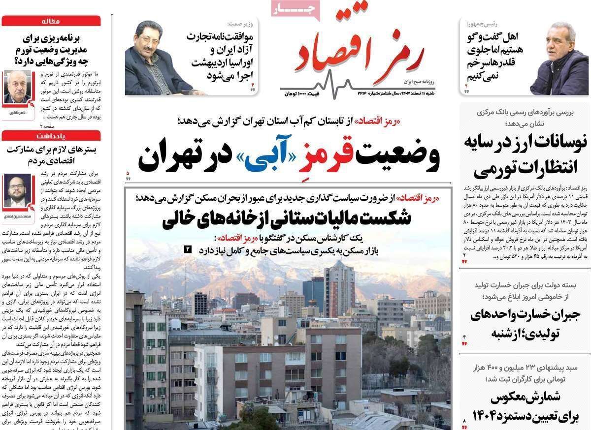 مروری بر سرتیتر روزنامه‌های کشور و مهم‌ترین تیترهای اقتصادی؛ امروز ۱۱ اسفند ۱۴۰۳