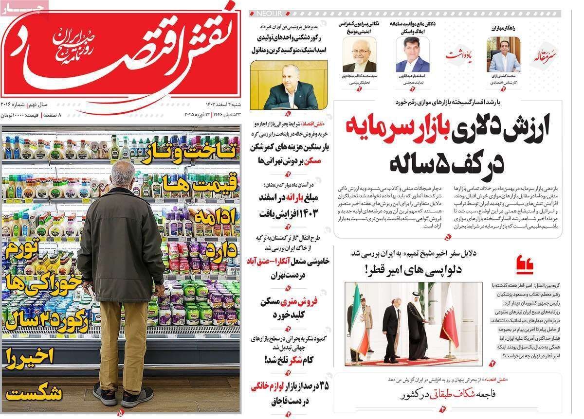 مروری بر سرتیتر روزنامه‌های کشور و مهم‌ترین تیترهای اقتصادی؛ امروز ۴ اسفند ۱۴۰۳