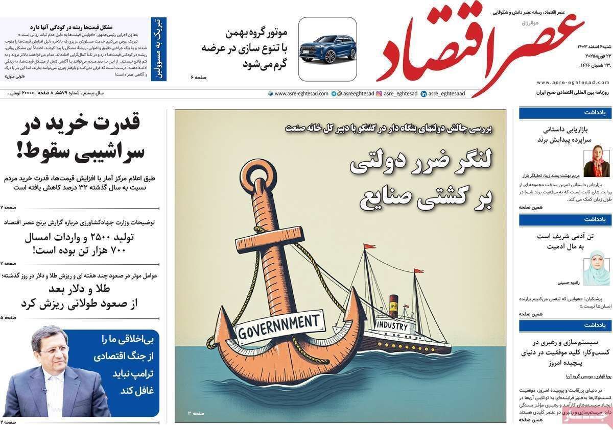 مروری بر سرتیتر روزنامه‌های کشور و مهم‌ترین تیترهای اقتصادی؛ امروز ۴ اسفند ۱۴۰۳