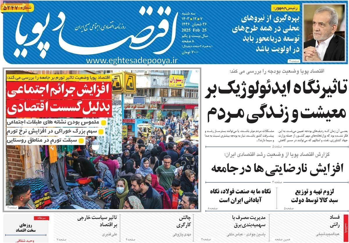 مروری بر سرتیتر روزنامه‌های کشور و مهم‌ترین تیترهای اقتصادی؛ امروز ۷ اسفند ۱۴۰۳