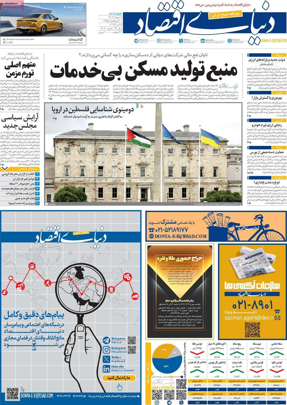 مروری بر سرتیتر روزنامه‌های کشور و مهم‌ترین تیترهای اقتصادی؛ امروز ۹ خرداد ۱۴۰۳