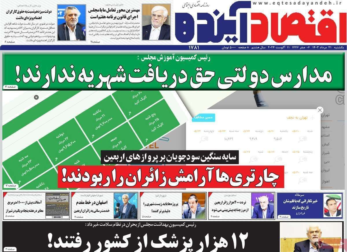 مروری بر سرتیتر روزنامه‌های کشور و مهم‌ترین تیترهای اقتصادی؛ امروز ۲۱ مرداد ۱۴۰۳
