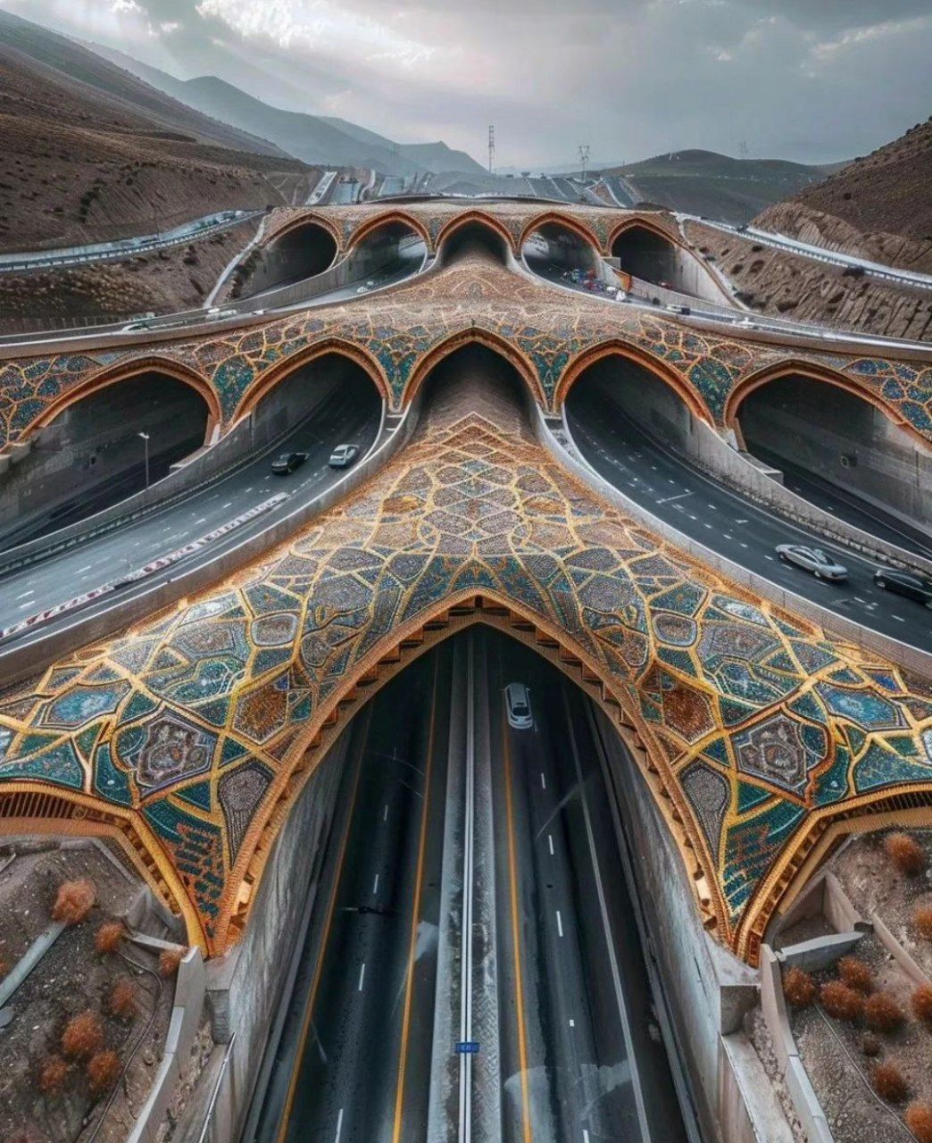 طراحی بزرگراه به سبک معماری ایرانی توسط هوش مصنوعی