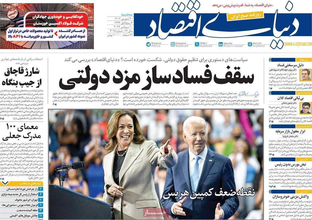 مروری بر سرتیتر روزنامه‌های کشور و مهم‌ترین تیترهای اقتصادی؛ امروز ۲۰ شهریور ۱۴۰۳