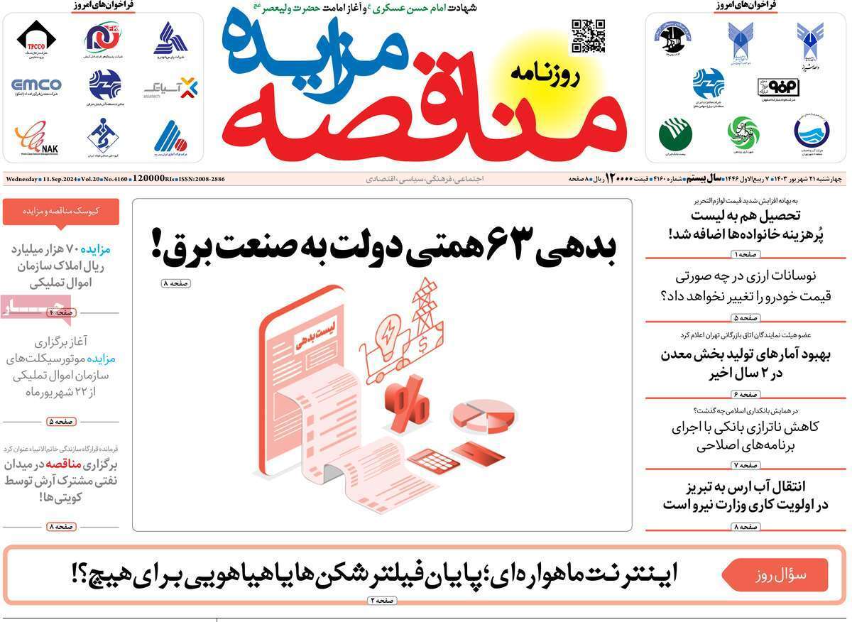 مروری بر سرتیتر روزنامه‌های کشور و مهم‌ترین تیترهای اقتصادی؛ امروز ۲۱ شهریور ۱۴۰۳