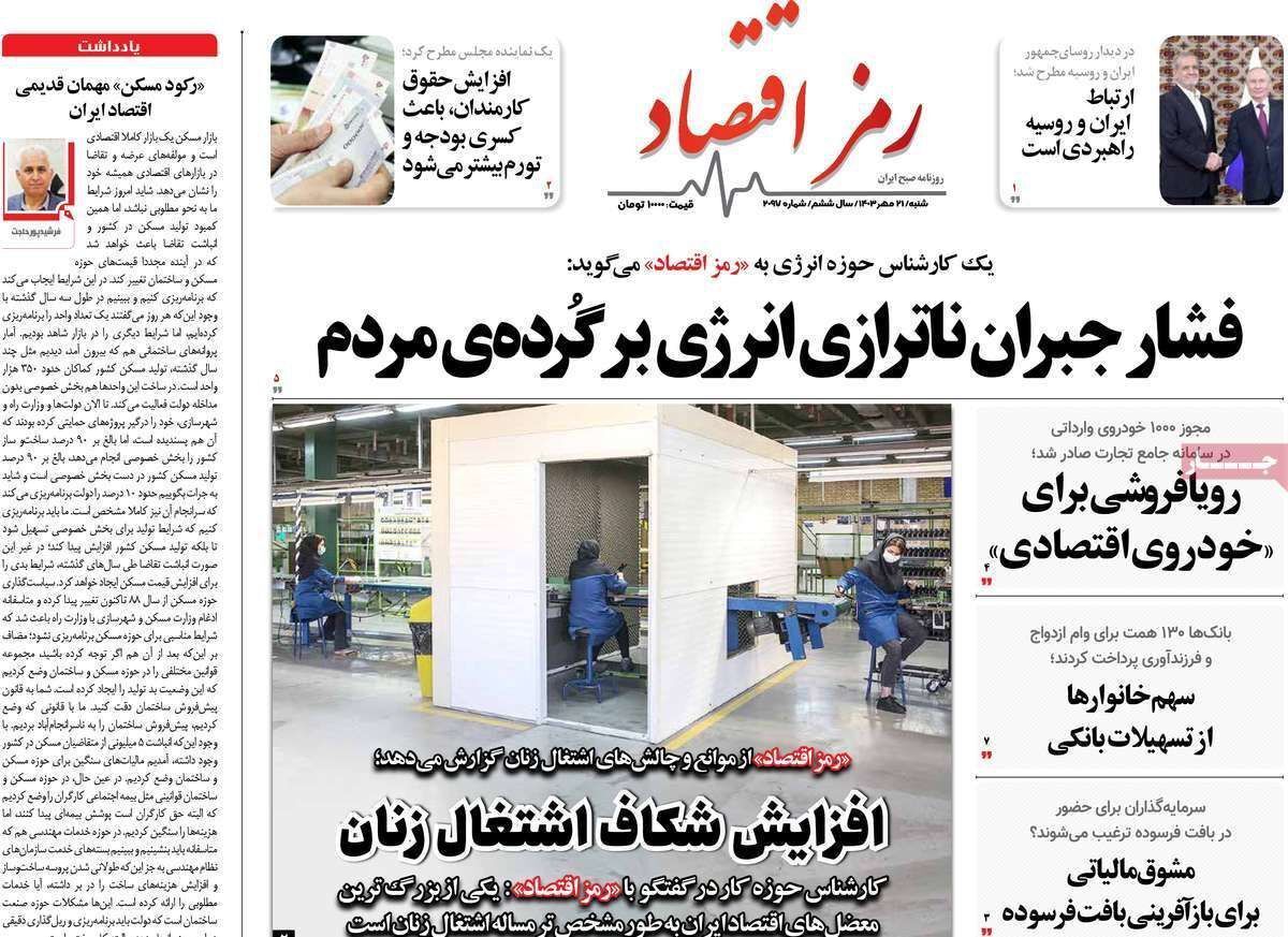 مروری بر سرتیتر روزنامه‌های کشور و مهم‌ترین تیترهای اقتصادی؛ امروز ۲۱ مهر ۱۴۰۳