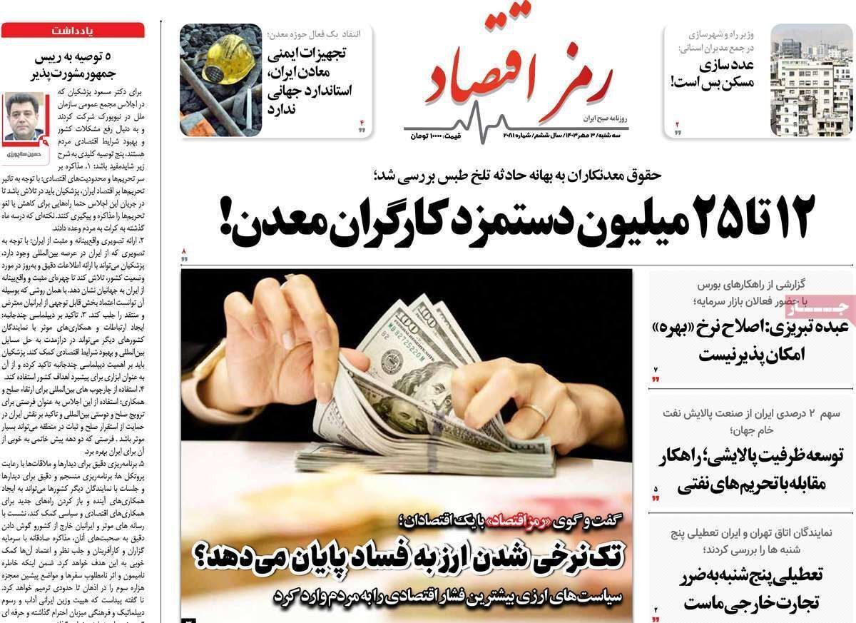 مروری بر سرتیتر روزنامه‌های کشور و مهم‌ترین تیترهای اقتصادی؛ امروز ۳ مهر ۱۴۰۳