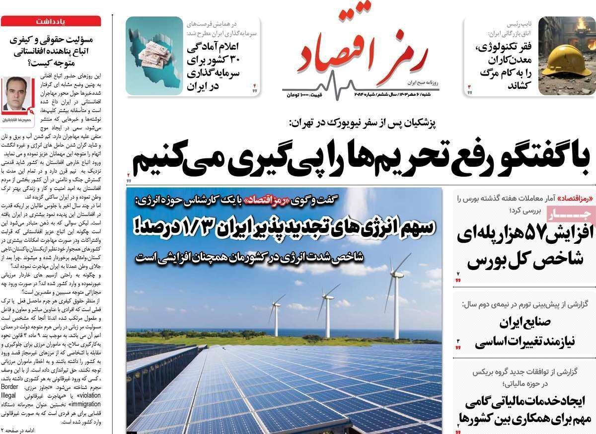 مروری بر سرتیتر روزنامه‌های کشور و مهم‌ترین تیترهای اقتصادی؛ امروز ۷ مهر ۱۴۰۳