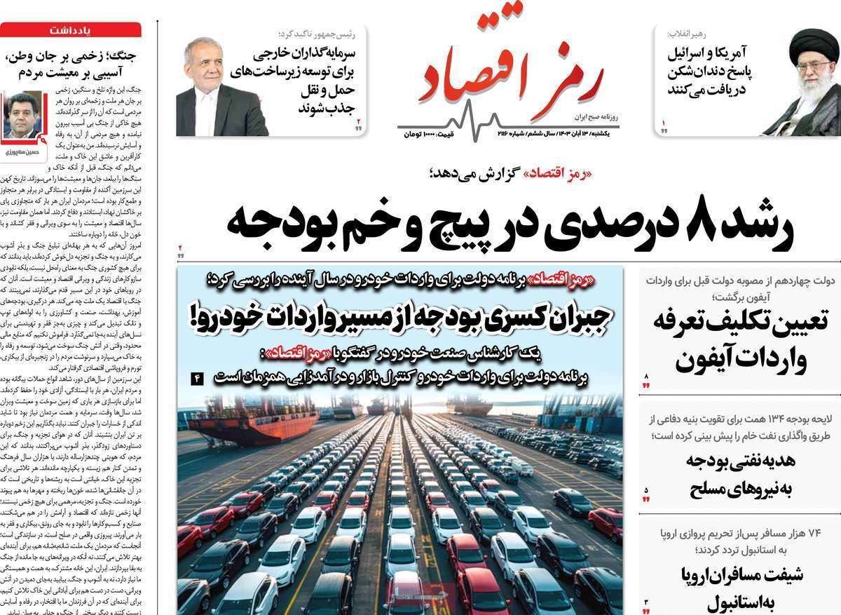 مروری بر سرتیتر روزنامه‌های کشور و مهم‌ترین تیترهای اقتصادی؛ امروز ۱۳ آبان ۱۴۰۳