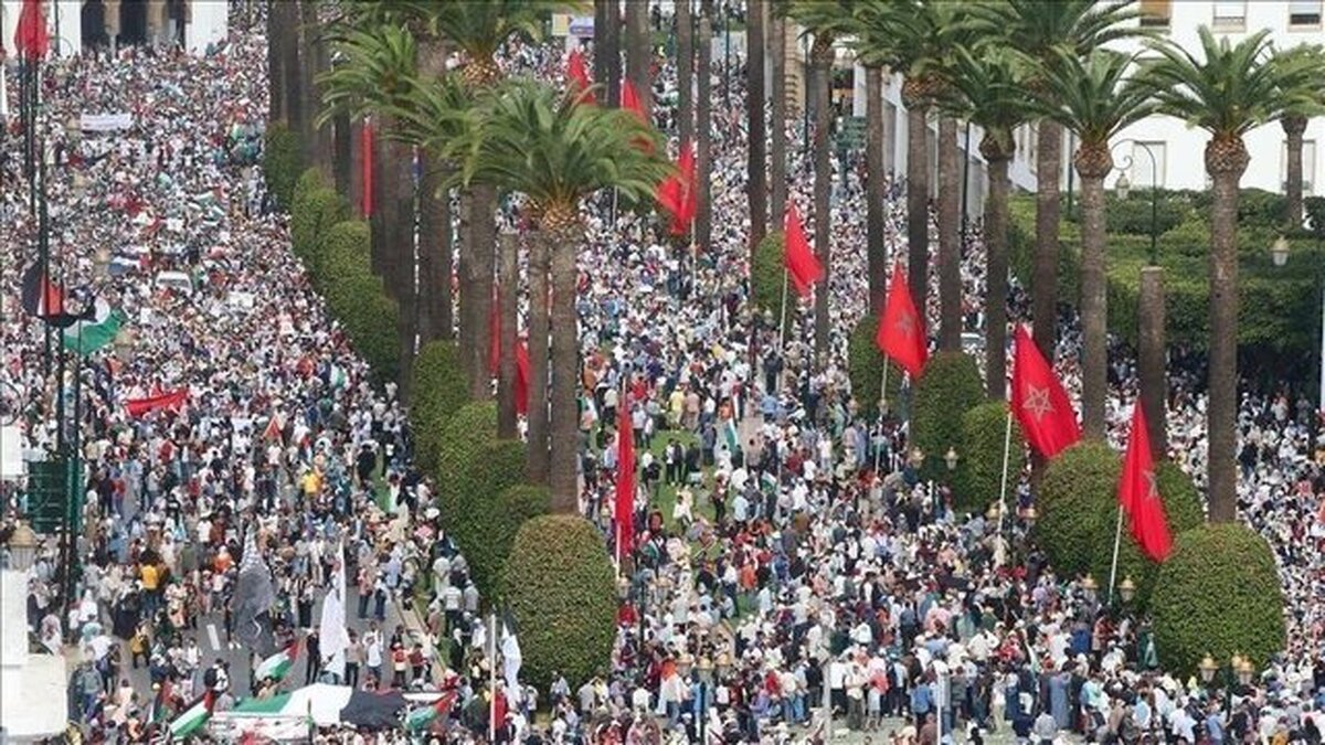 برپایی ۱۱۴ تظاهرات در ۵۸ شهر مراکش در حمایت از غزه