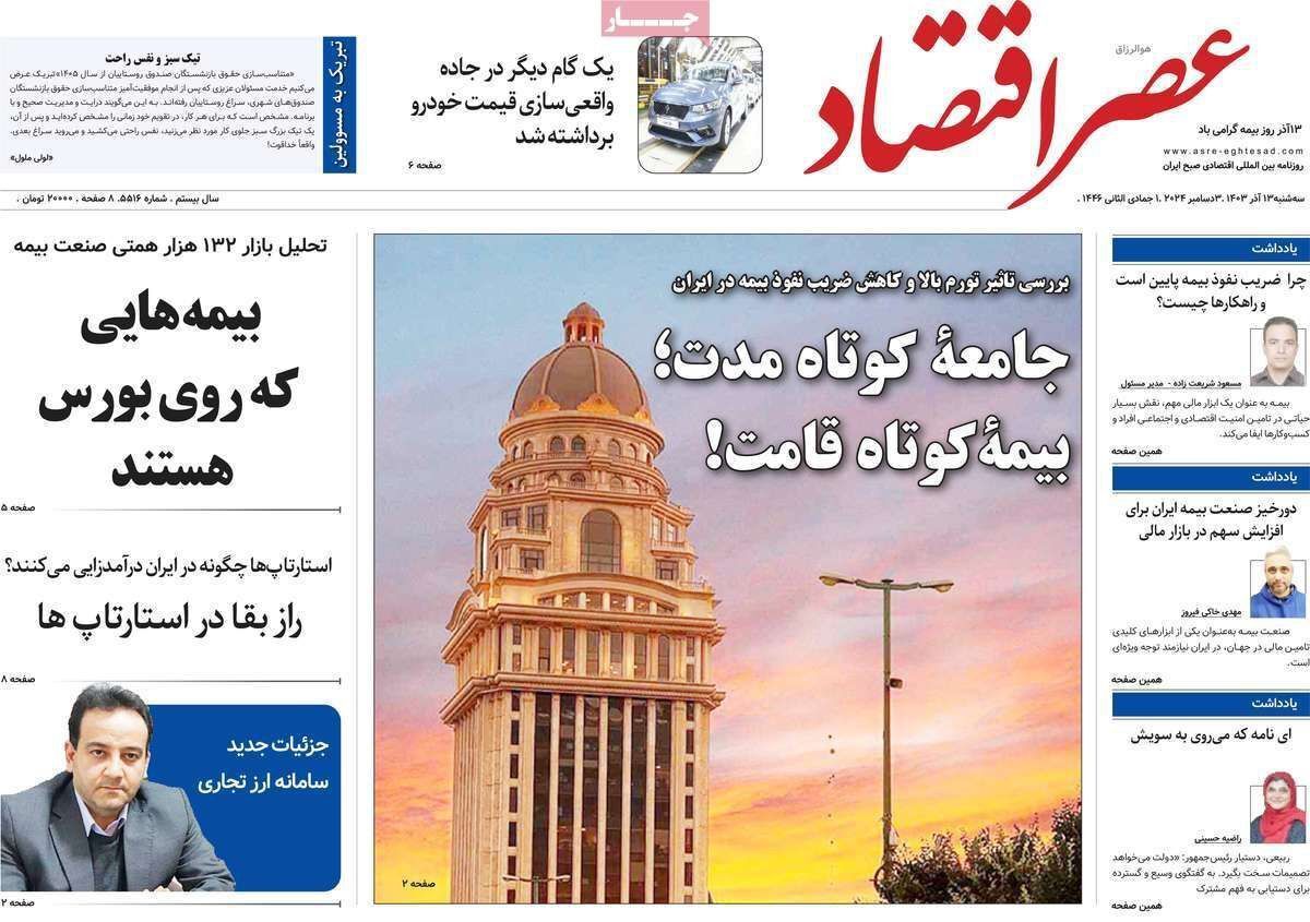 مروری بر سرتیتر روزنامه‌های کشور و مهم‌ترین تیترهای اقتصادی؛ امروز ۱۳ آذر ۱۴۰۳