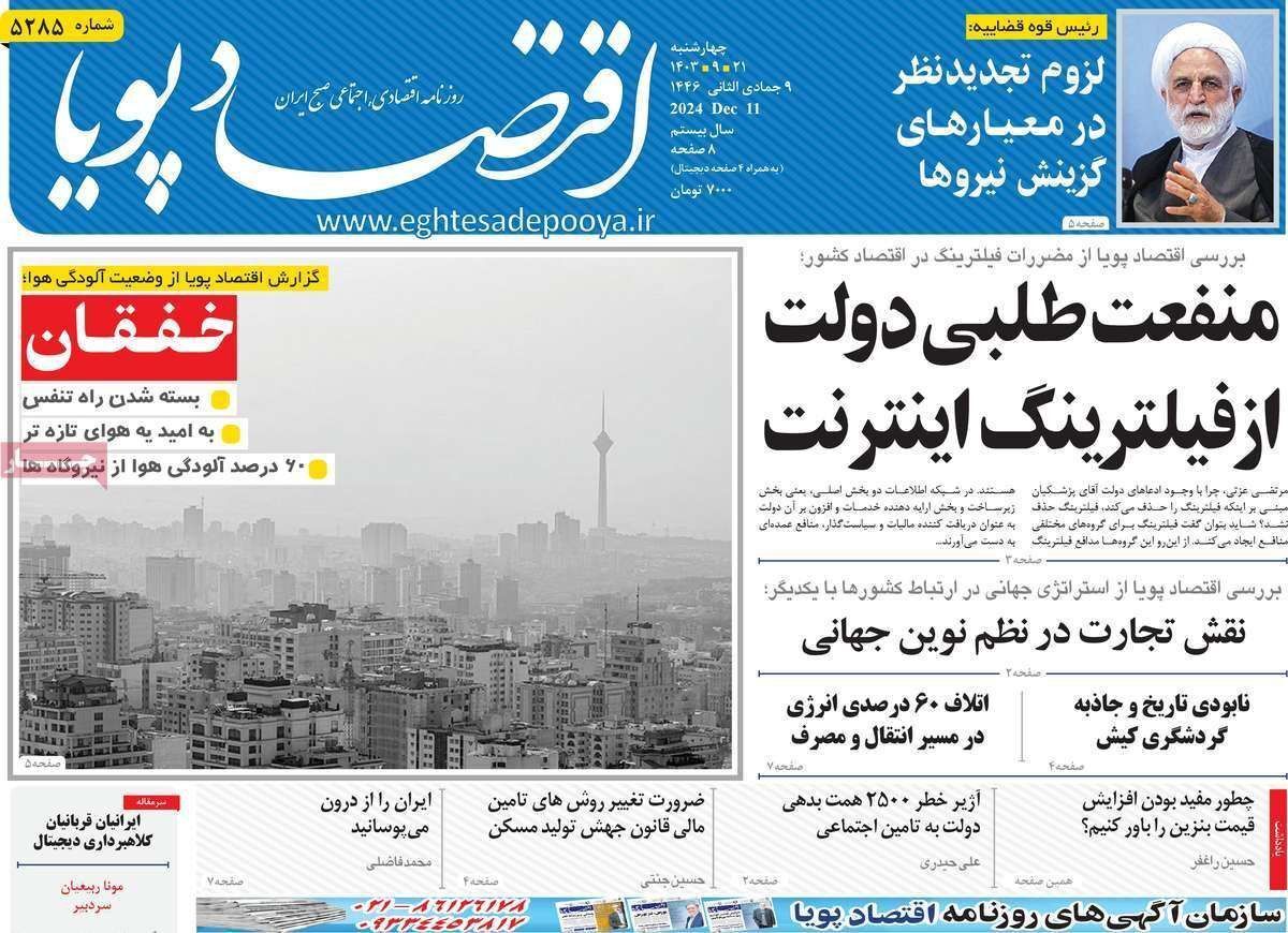 مروری بر سرتیتر روزنامه‌های کشور و مهم‌ترین تیترهای اقتصادی؛ امروز ۲۱ آذر ۱۴۰۳