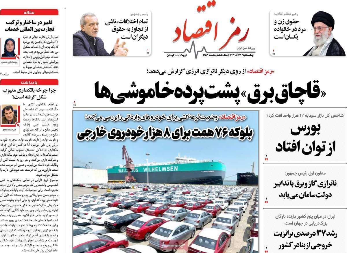 مروری بر سرتیتر روزنامه‌های کشور و مهم‌ترین تیترهای اقتصادی؛ امروز ۲۸ آذر ۱۴۰۳
