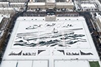 خلق تصویر برفی ناوهواپیمابر «فوجیان» با مشارکت ۱۲۰۰ دانشجوی چینی