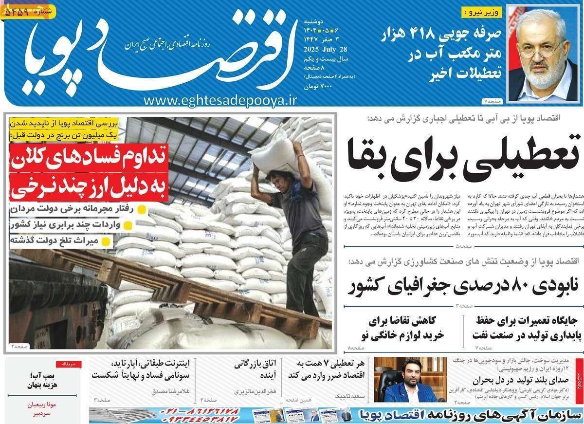 مروری بر سرتیتر روزنامه‌های کشور و مهم‌ترین تیترهای اقتصادی؛ امروز ۶ مرداد ۱۴۰۴
