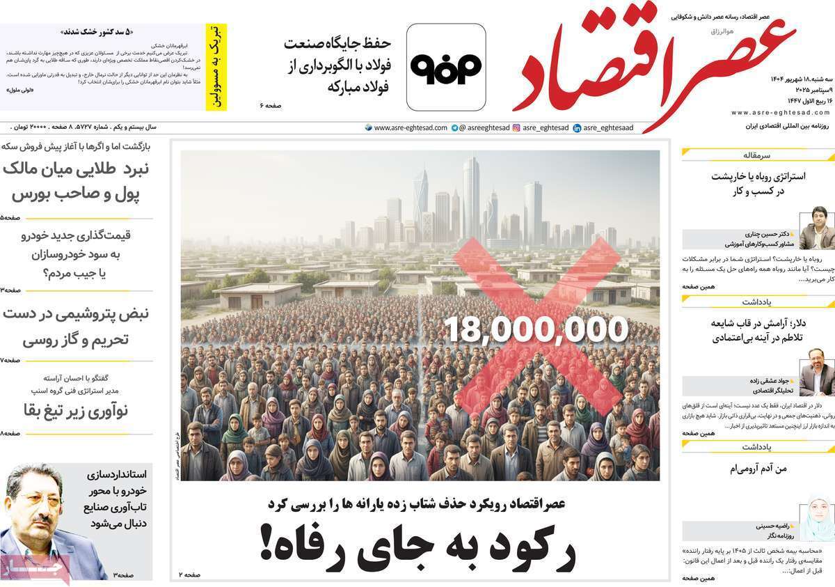 مروری بر سرتیتر روزنامه‌های کشور و مهم‌ترین تیترهای اقتصادی؛ امروز ۱۸ شهریور ۱۴۰۴