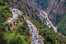 جاده کندوان و هراز زیر باران ترافیک و مه