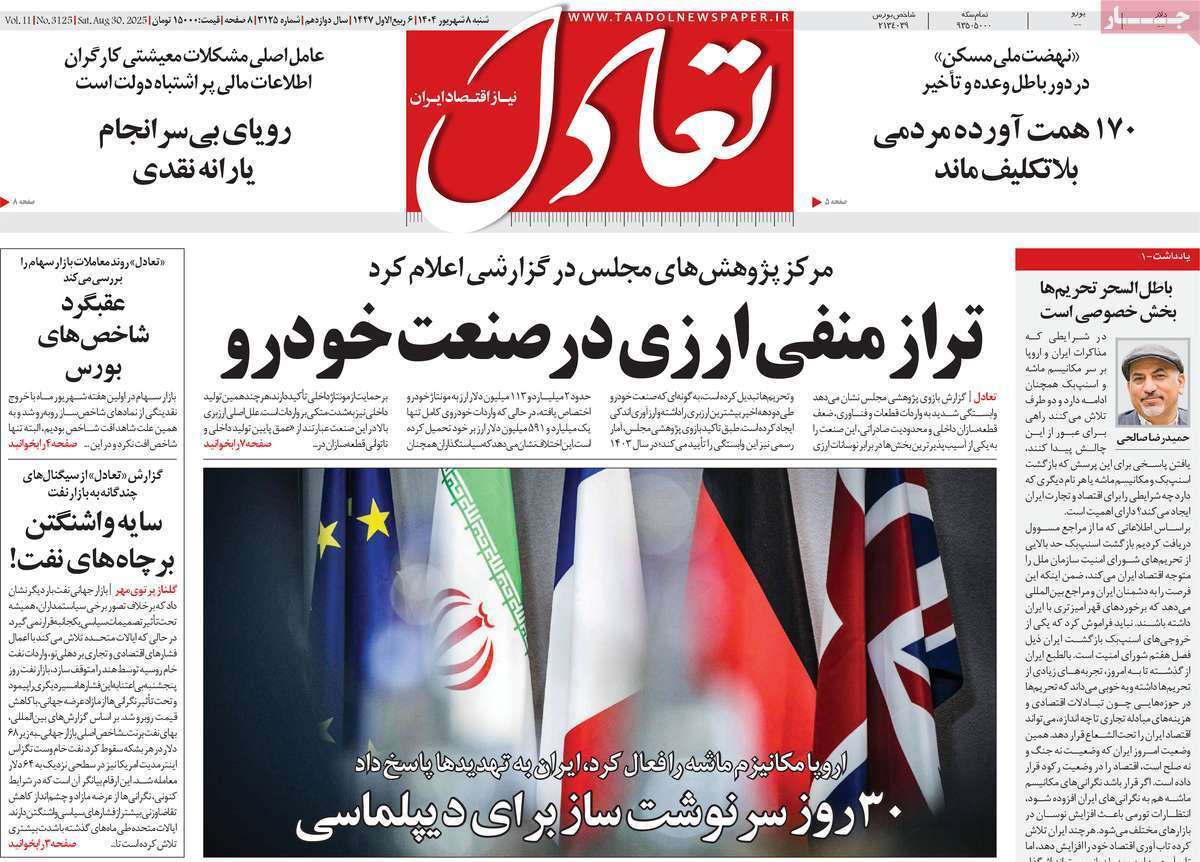 مروری بر سرتیتر روزنامه‌های کشور و مهم‌ترین تیترهای اقتصادی؛ امروز ۸ شهریور ۱۴۰۴