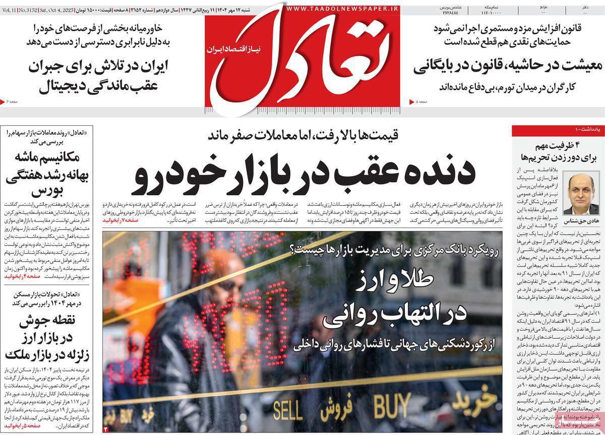 مروری بر سرتیتر روزنامه‌های کشور و مهم‌ترین تیترهای اقتصادی؛ امروز ۹ مهر ۱۴۰۴
