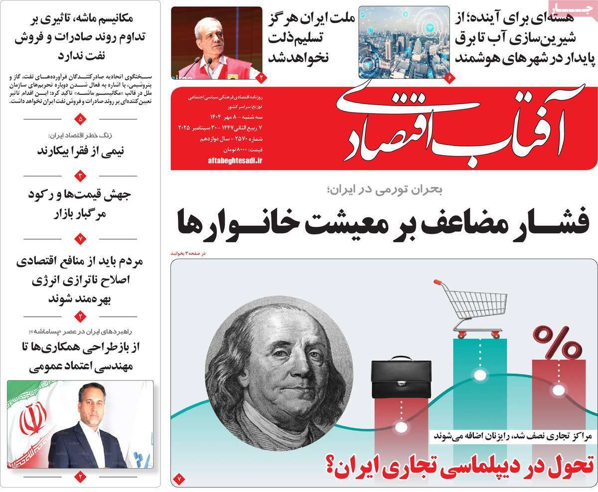 مروری بر سرتیتر روزنامه‌های کشور و مهم‌ترین تیترهای اقتصادی؛ امروز ۸ مهر ۱۴۰۴