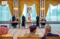 نماز شکر بن‌سلمان، شهباز شریف و اردوغان پس از امضا+ عکس